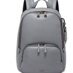 Tumi Voyageur Leather Backpack- Pearl Grey